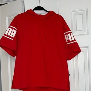 Puma Red Hoodie T-Shirt. Short Sleeve